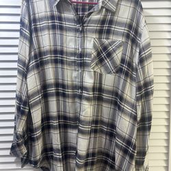 Xl. Navy With Pink Plaid Button Up Shirt 