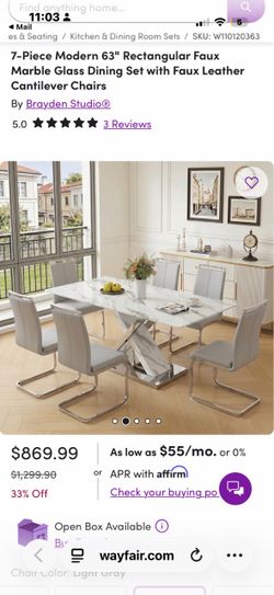 Dining Table 63” inch