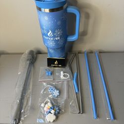 CuteEver 40oz Stainless Steel Tumbler with Handle, Straw, & Insulated For Travel