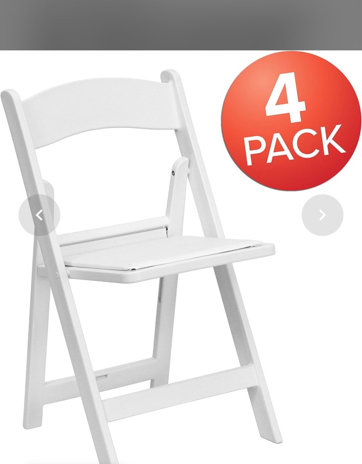 Folding Chair - White Resin - Set Of 4 800LB Weight Capacity Comfortable Event Chair - Light Weight Folding Chair White Set Of 4