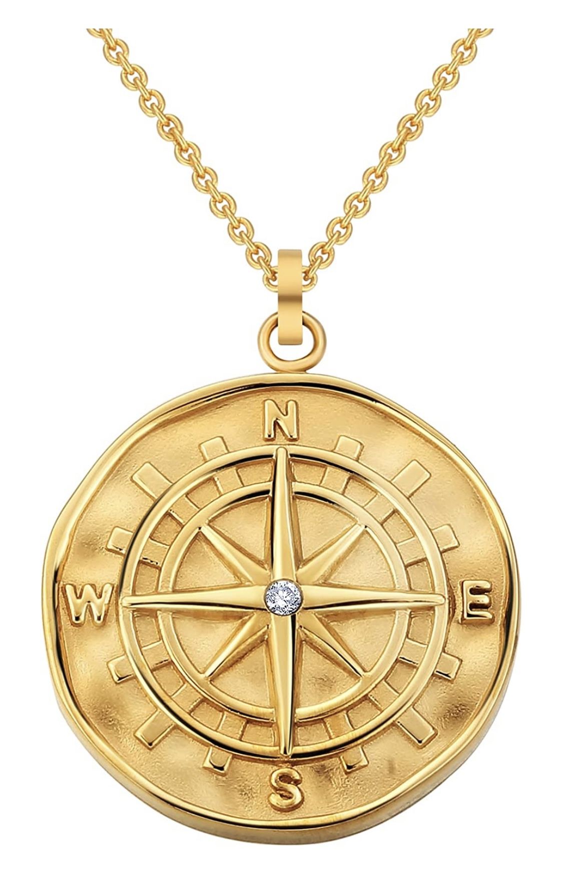 Circle Vintage Coin Pendant Necklace, 18K Gold Plated