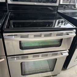 Whirlpool Stainless Steel Double Oven Glasstop Electric Stove 
