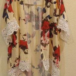 New Womens Semi Sheer Lightweight Cardigan Blouse (One Size Fits All)