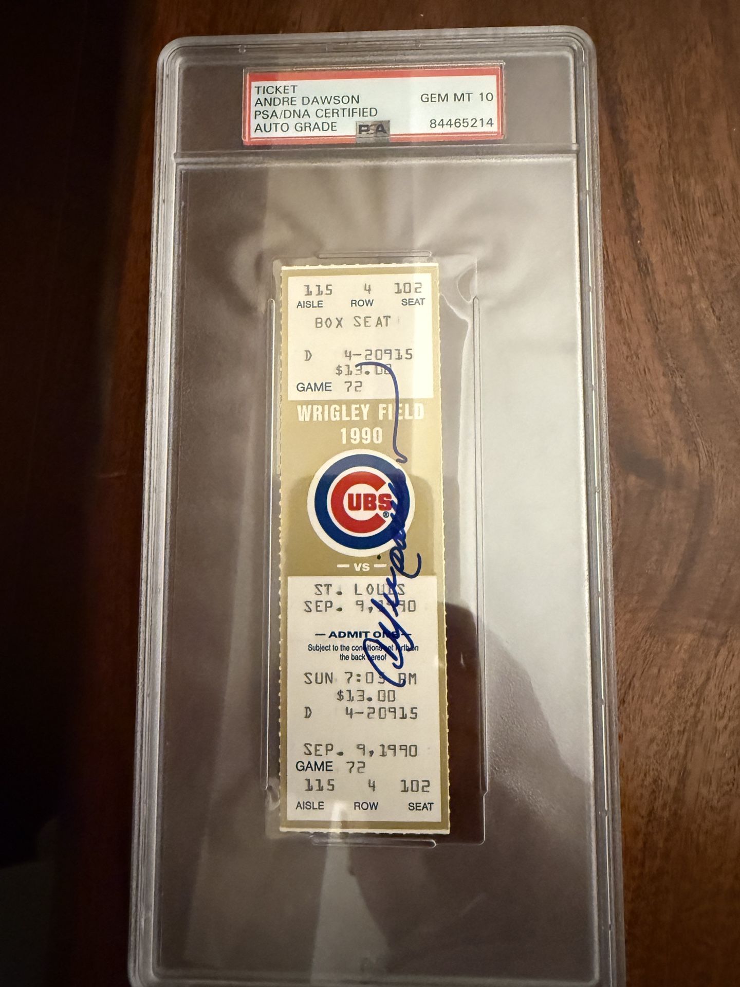 Andre Dawson signed Cubs ticket 9/9/1990 dawson 2/4 cubs 2 STL 9