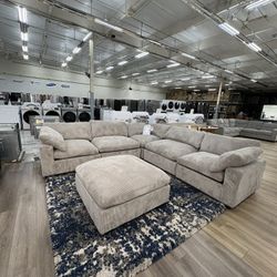 New 6pc Jumbo Corduroy Modular Sectional