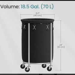 SONGMICS 18.5-Gallon (70 L) Laundry Basket with Wheels - Black