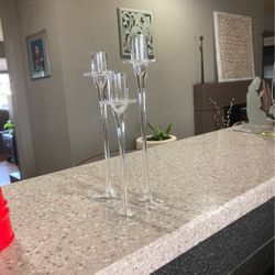3 Piece Glass Candle Holder