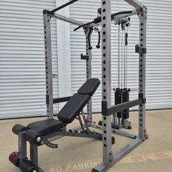 Body Solid  PRO Power Cage w/ Pulley + 200LB Weight Stack & XMark Bench. READ BELOW.  DR0P0FF AVAIL 