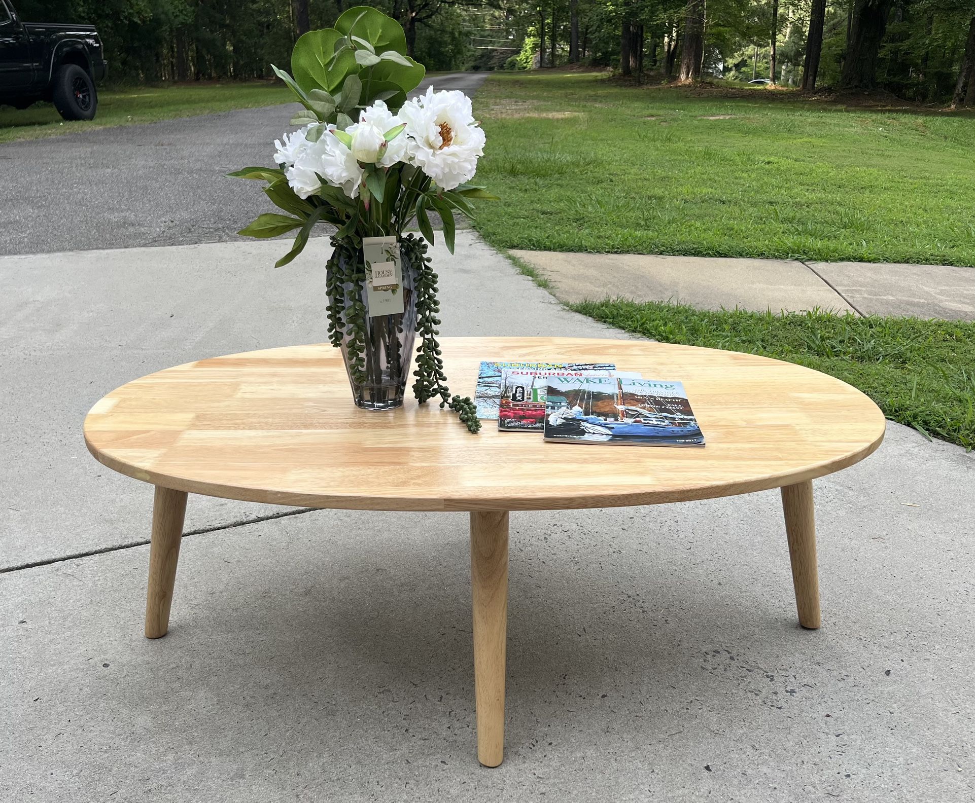 Artisan Retro Style Oval Solid Wood Coffee Table