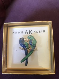 NEW in Box Anne Klein Enamel Crystal Love Birds Pin Brooch