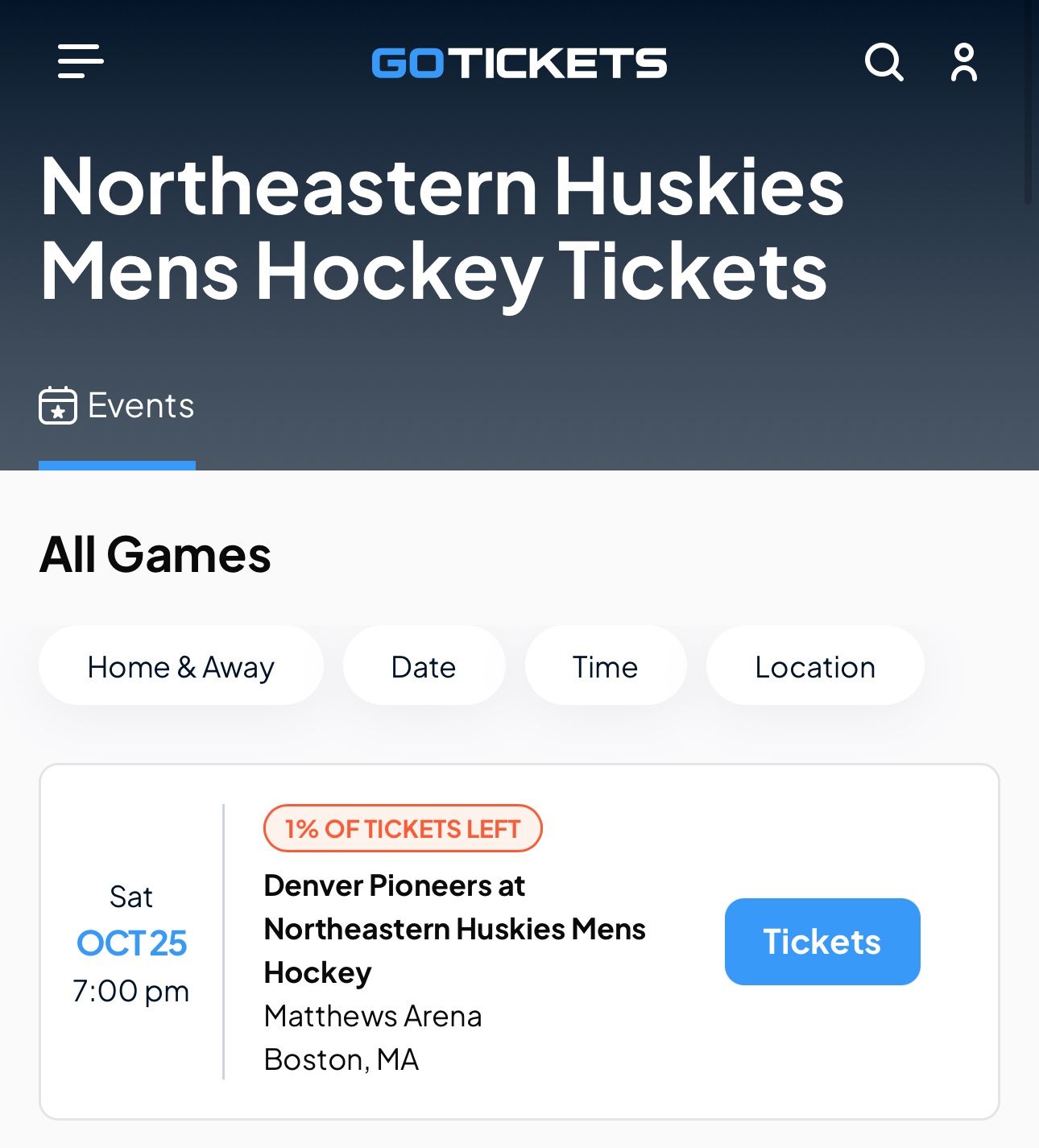 Wanted Northeastern university Hockey Game Ticket 10/25