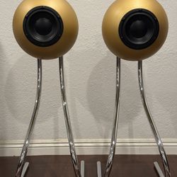 GALLO Acoustics Nucleus Solo Loudspeakers W/ Beautiful Chrome Barcelona Stands  
