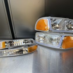 99-06 gmc sierra 00-06 gmc yukon yukon cl 4PCs LED DRL Strip Headlight+Bumper Lamp tira de faro delantero parachoques y lamapra ambar