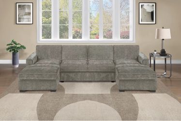 New Chenille Sectional Couch with Double Chaise! Free Delivery 🚚!