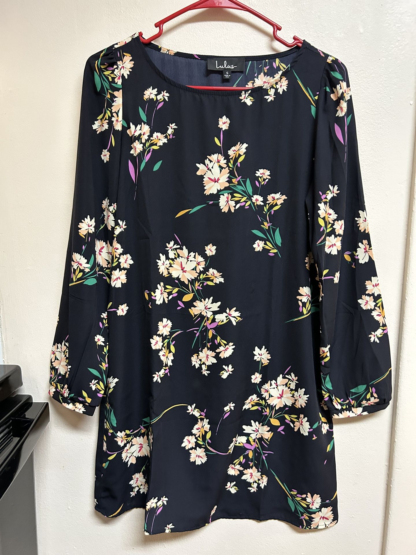 Lulus- Worn Once! Herbaceous Babe Navy Floral Shift Dress/Size Small