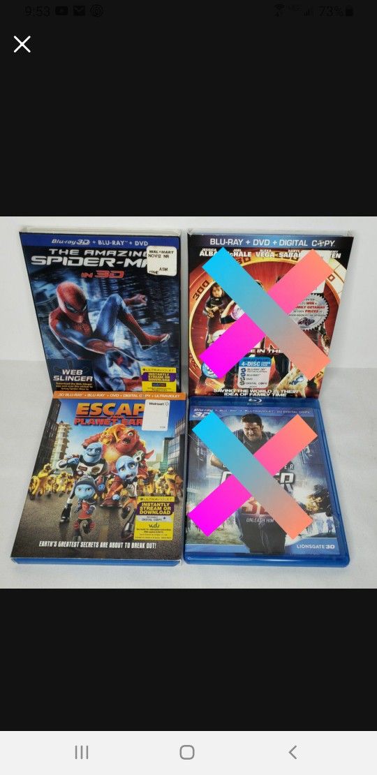 Choice of Blu-Ray 3D DVD's- Like New