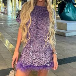 Christy Sequin T-Shirt Mini Dress - Lavender Haze - Taylor Swift