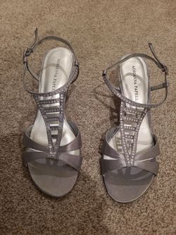 Adrianna Papell silver rhinestone dress sandal