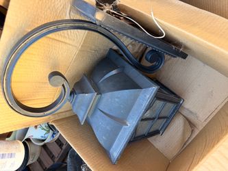 Two Black Metal Outdoor Wall Lantern Light Fixture