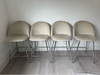 Set of 4 Barstools with Back Support Counter Height