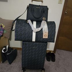 Michael Kors Luggage Set (Navy Blue) Brand New