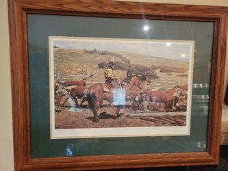 Wood Framed Horse Picture