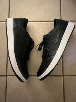 Nike Air Jordan 1 Low Retro Golf Cleats Black Crocodile Men Sz 12 DD9315-003
