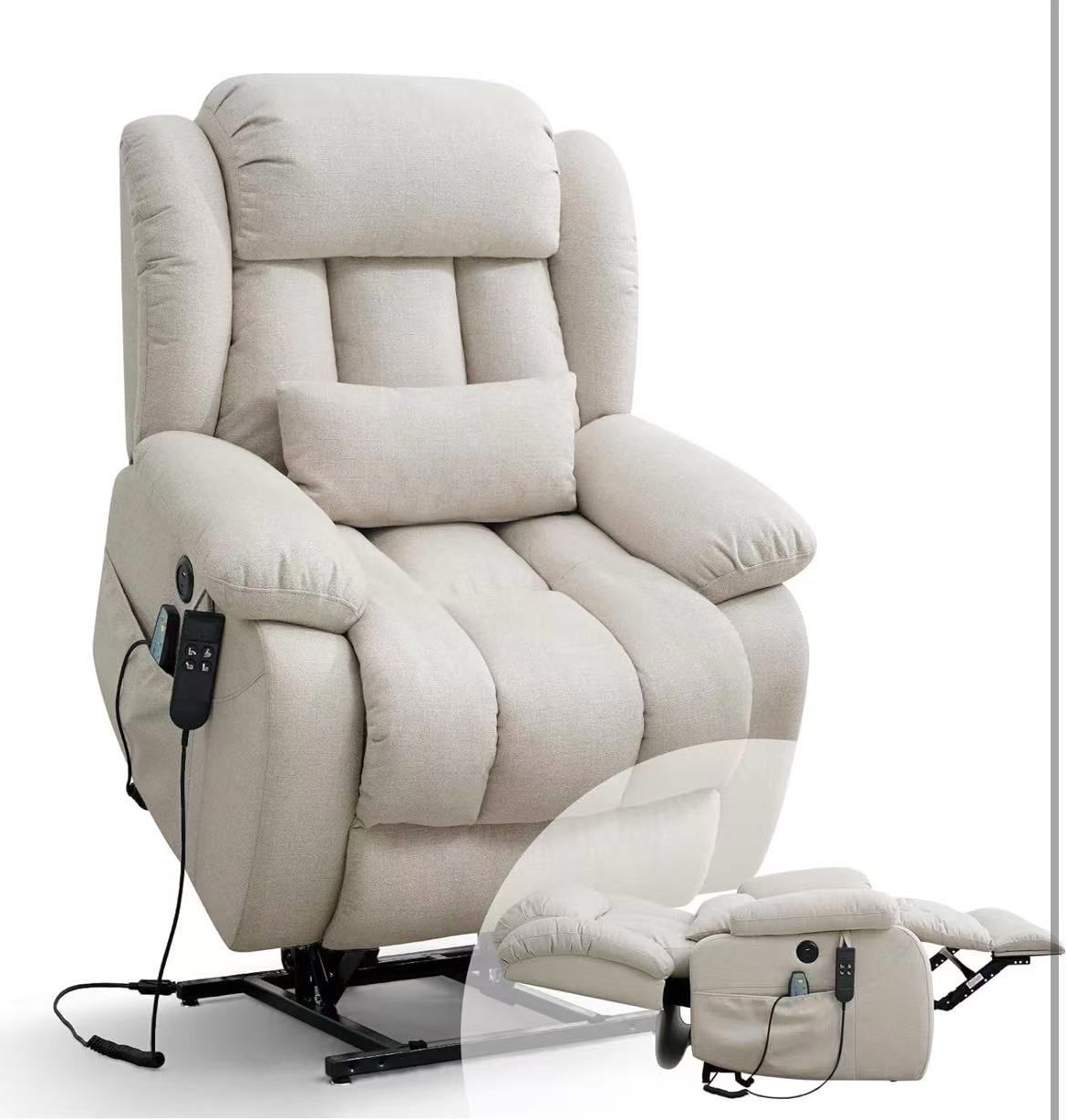 Infinite Position Lay Flat Lift Recliner Chair for Adults, Beige