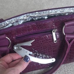 Insulated Wine Bottle Carrying Purse With Bottle Opener