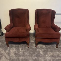 Burgundy Wing Chairs