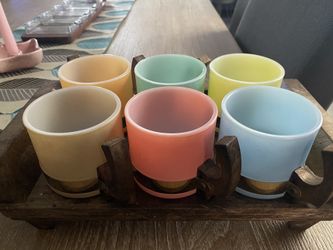 Vintage MCM Siesta Ware mugs with serving tray Like New Condition