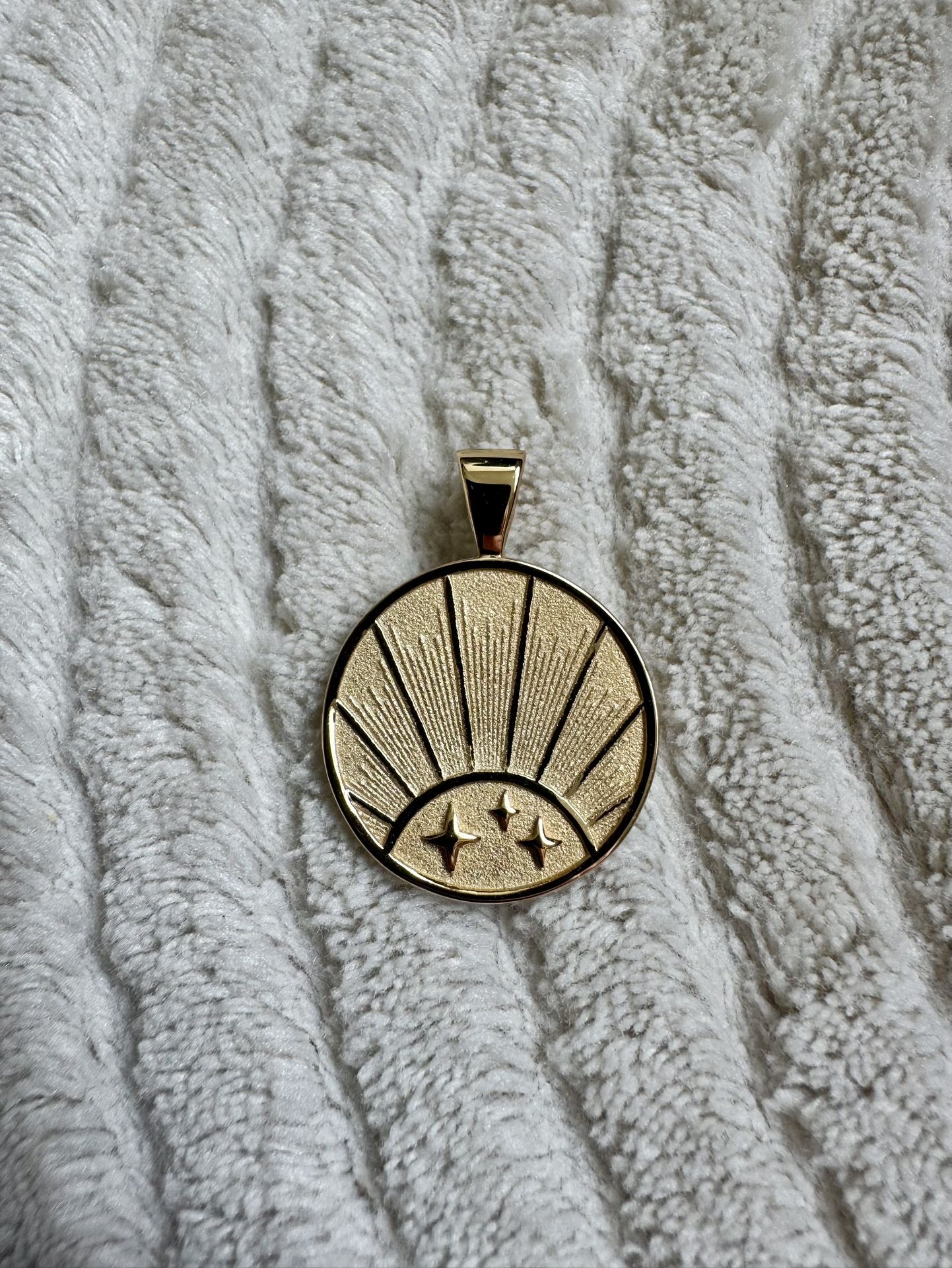 Jane Win Pendant 14K Gold Plated Silver Rising Sun Strong