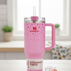Stanley 1913 . Stanley 40 oz Stainless Steel H2.0 FlowState Quencher Tumbler in the "Sweet Hearts