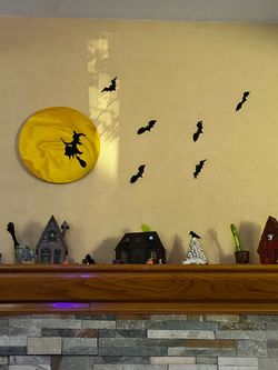 Pour paint Halloween Wall Decor Set with Bat Stickers
