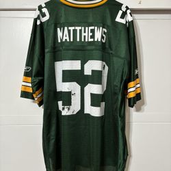 Authentic Reebok Clay Matthew Green Bay Packers On Field Jersey #52 Size XL