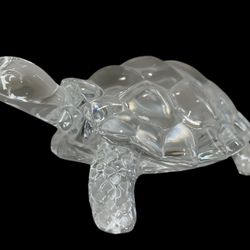 Vintage Glass Tortoise Turtle Figurine Paperweight 4.5” x 3”