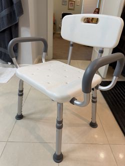 Shower Chair with Arms & Backrest – Adjustable Height