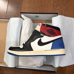 Union x Fragment x Air Jordan 1 Retro High (Black/White- Varsity Red-Sport Royal) Size 10.5