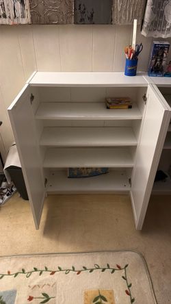 (2) White Cabinets