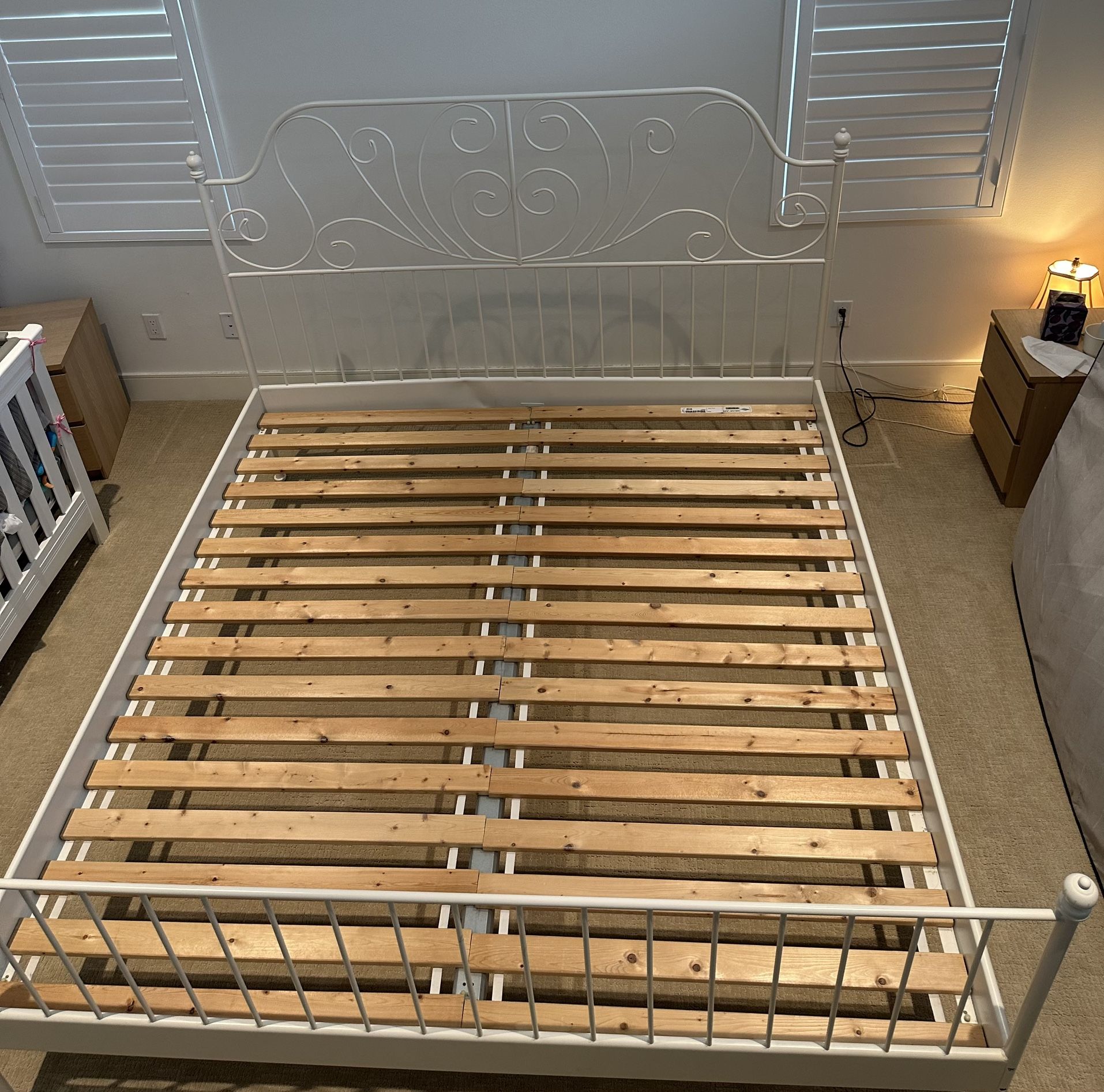 Iron Bed Frame, IKEA, White Color, King Size for Sale in Laguna Hills