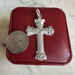 925 Sterling Silver Diamond Cut Cross Pendant , Maked 925 ONE OF A KIND,  2.25 In. X 1.25,  Nice Size