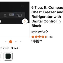 6.7 cu. ft. Compact Chest Freezer and Refrigerator with Digital Control