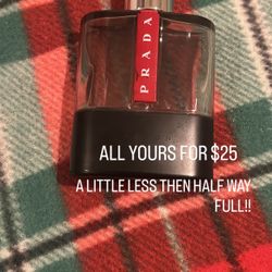 Prada Cologne a little less then half way full.