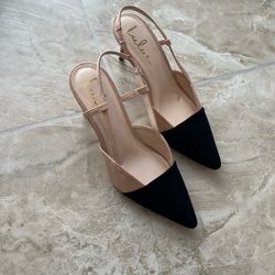 Lulus Steviee Black/Nude Heel