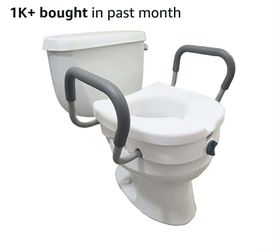 New Carex E-Z Lock Raised Toilet Seat With Handles, 5" Toilet Seat Riser with Arms, Handicap Raised Toilet Seat For Seniors and Elevated Toilet Seat