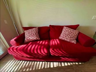 Red Fabric Two-Seat Sofa