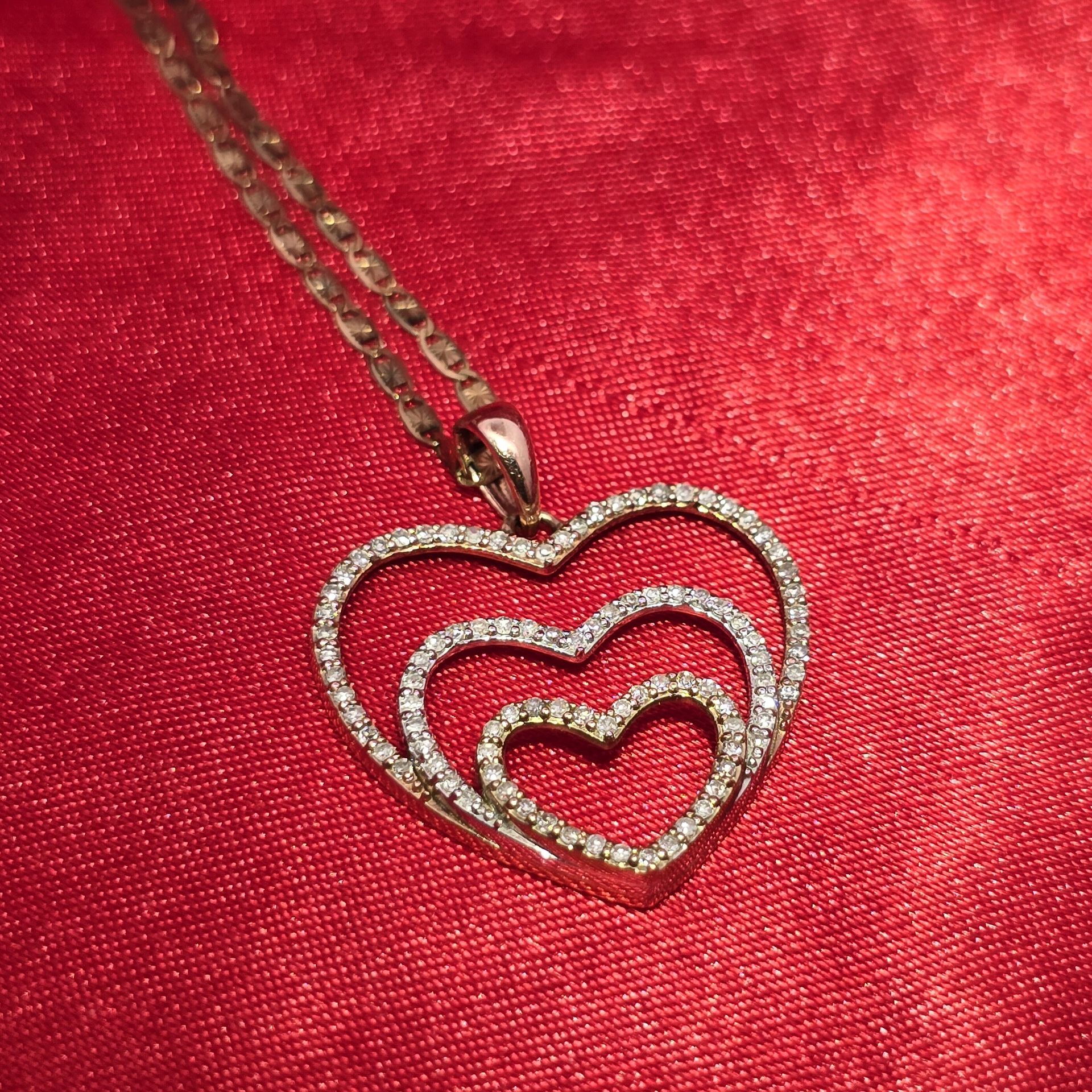 10k Yellow Gold Diamond Heart Pendant With Link Style Chain 0.50 ctw