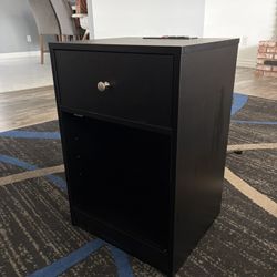 Black Nightstand / End Table with Drawer