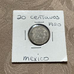 MEXICO  SILVER 20 CENTAVOS, 1920