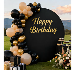 Socomi Round Arch Cover Spandex Fitted Arch Stand Covers Round Balloon Top Chiara for Wedding Birthday Party Baby Shower Ceremony Decoration Black 6.6